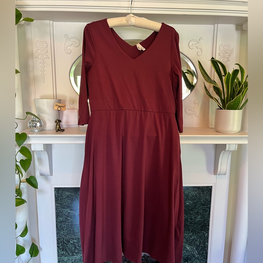 Pact V-Neck Midi Dress w/Pockets - XL